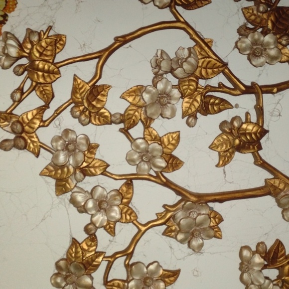 Gold and Cream Floral Wall Decor - Picture 2 of 3